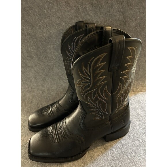 Ariat Black Western Equestrian Boots 11EE, Embroidered Stitching Square Toe main image 7